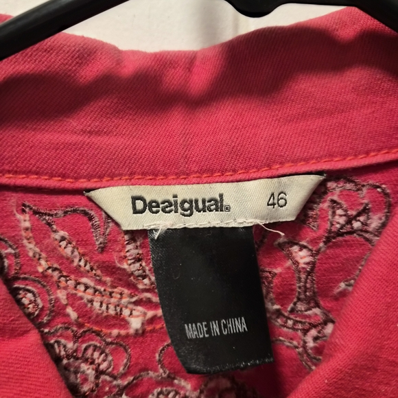 Desigual - Denim Embellished Embroidered Jacket w/ Knit Sleeves - Picture 6 of 7